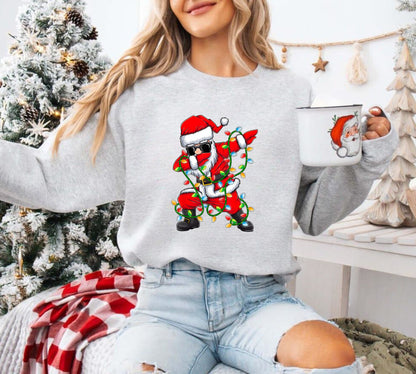 Dabbing Santa Weihnachtslichter Sweatshirt - Lustige Weihnachtsgeschenke