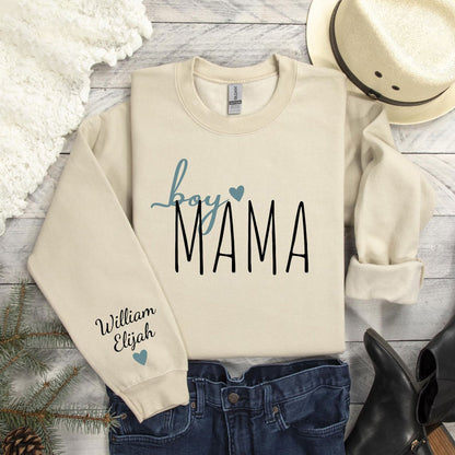Personalisierter Boy Mama Sweatshirt mit Kindernamen