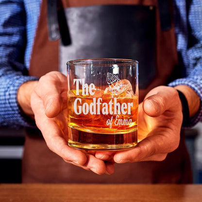 Personalisierte "The Godfather" Whiskeyglas, Besonderes Geschenk für Paten, Geschenk für Vater