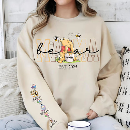 Personalisiertes Mama-Bär Sweatshirt mit Kindernamen am Ärmel – Geschenk für Mama