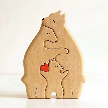 Bear Family Wooden Puzzle - Custom Family Name Gift for Parents and Children