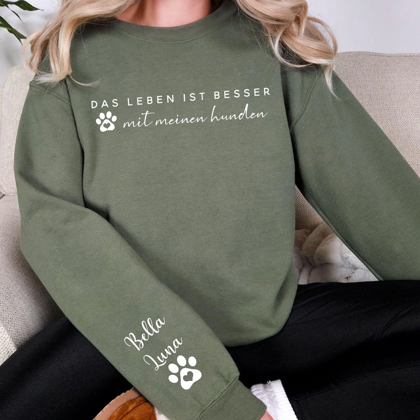 Das Leben ist besser mit meinen Hunden – Sweatshirt & Hoodie – Personalisiertes Geschenk für Hundemamas