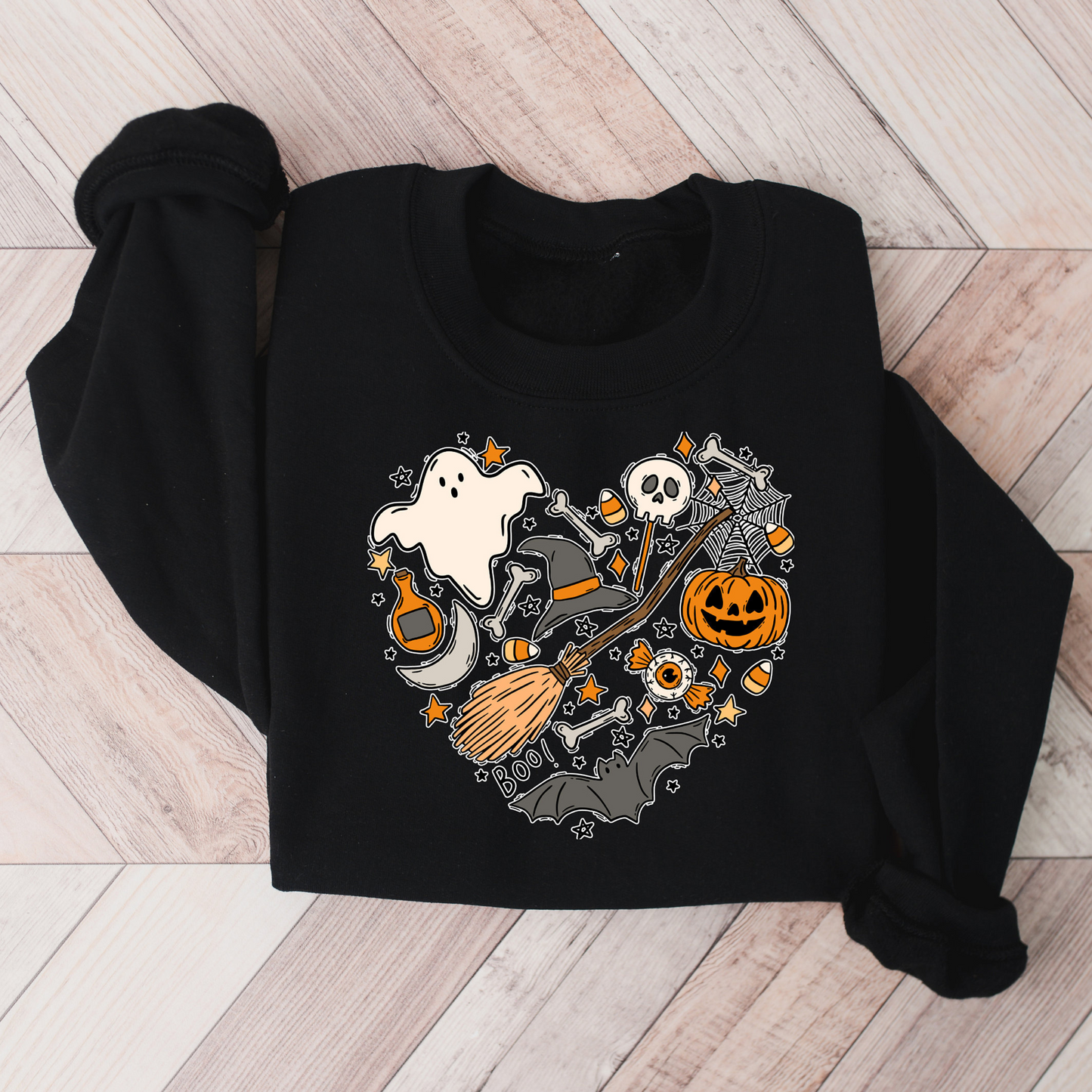 Spooky Halloween Mom Tee: Cute Witch and Pumpkins