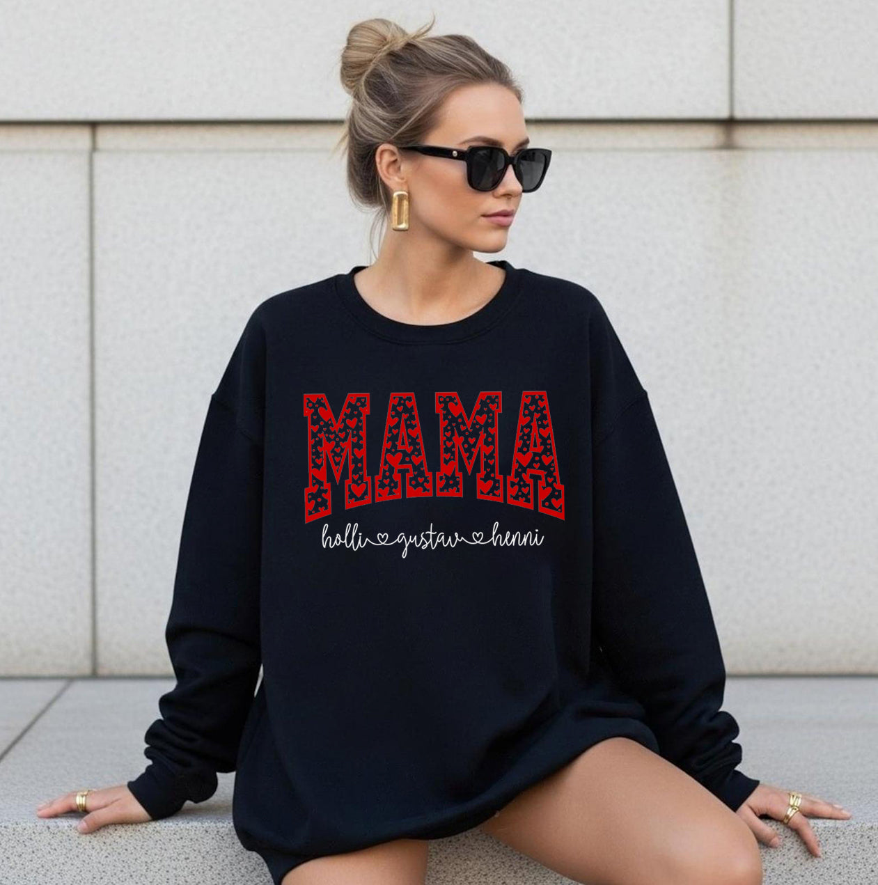 Valentinstag Mama Pullover mit Kindernamen – Liebevolles Geschenk für Mama