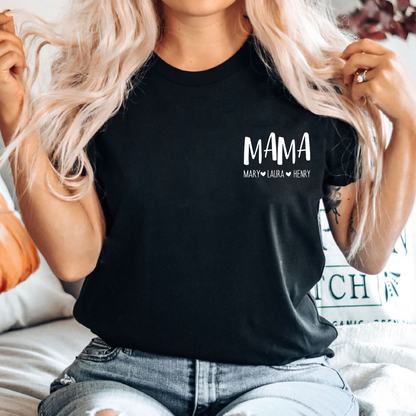 Mama T-Shirt mit Kindernamen - Personalisiertes Geschenk zum Muttertag