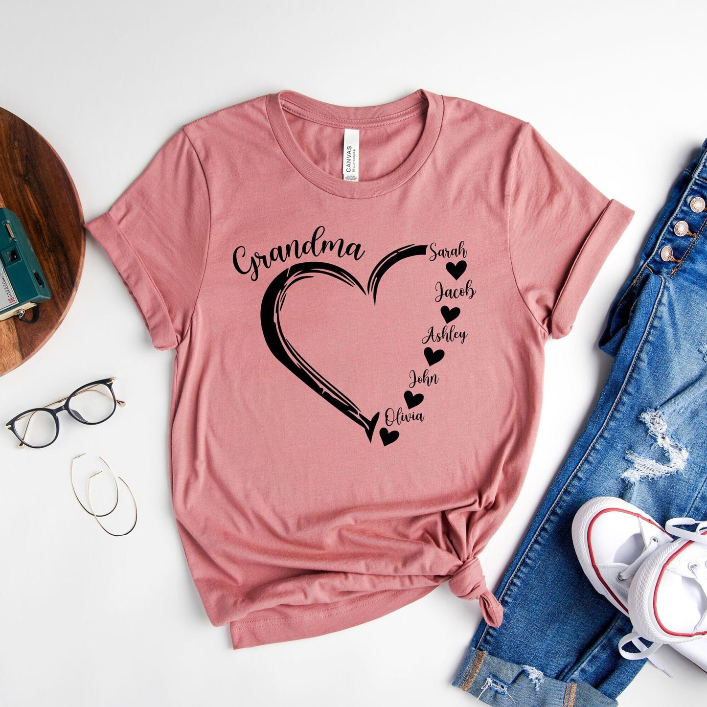 Personalisiertes Grandma Herz Sweatshirt – Custom Mama Herz Shirt mit Kindernamen