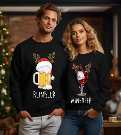 Winedeer Reinbeer Sweatshirts, Lustiges Weihnachtsgeschenk für Paare