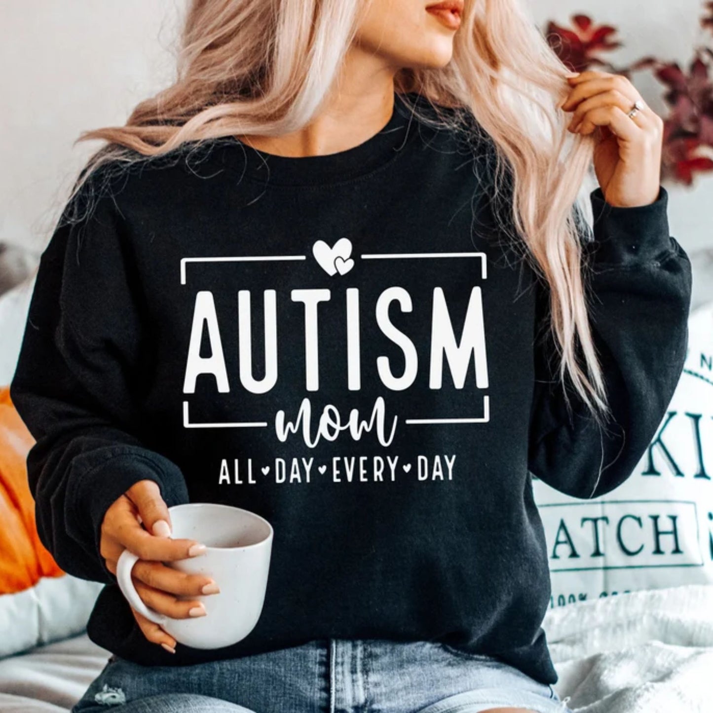 Autismus Mutter jeden Tag den ganzen Tag Shirt - Geschenk für Autismus Mama