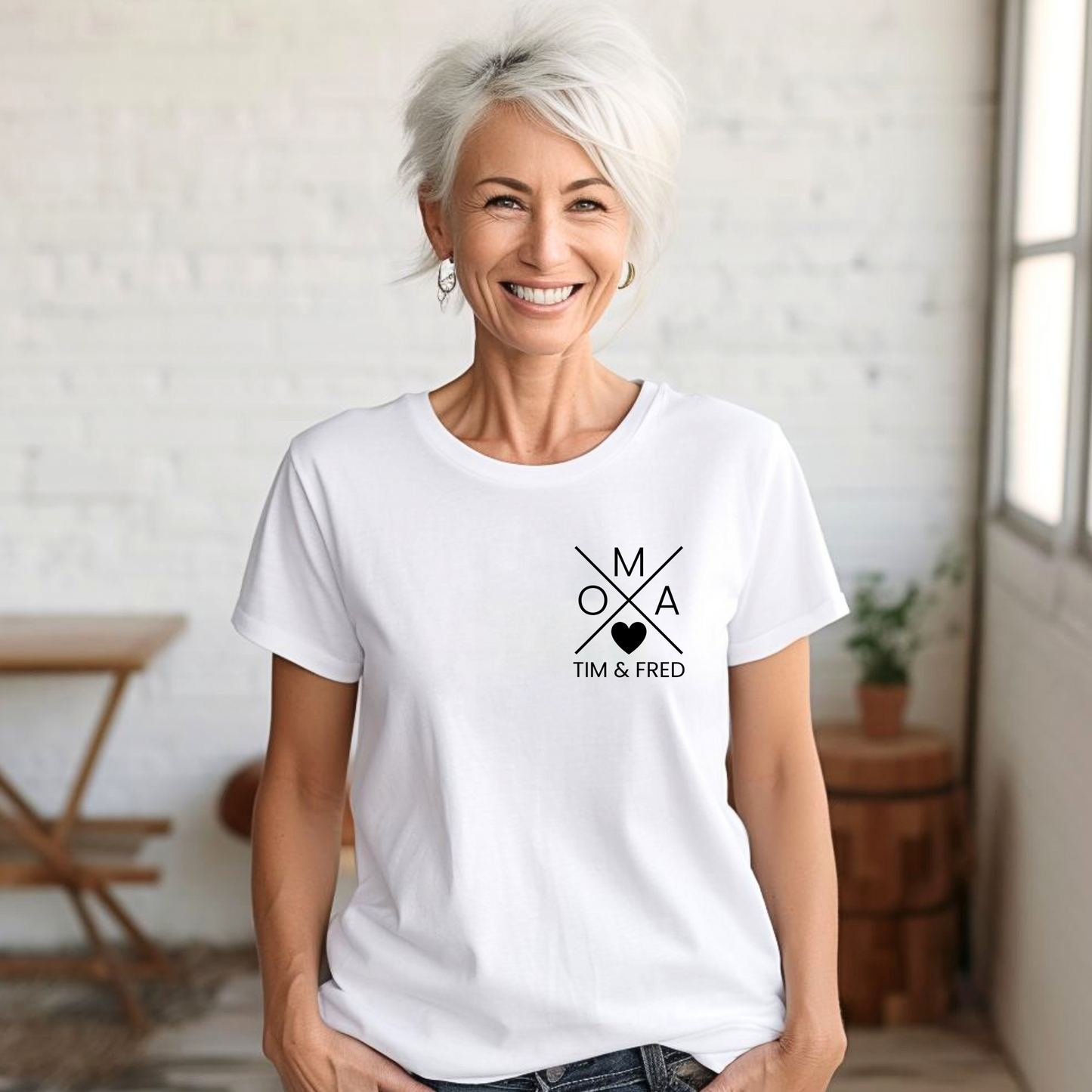 Oma Kreuz Shirt - Liebevoll Personalisiert mit Enkelnamen