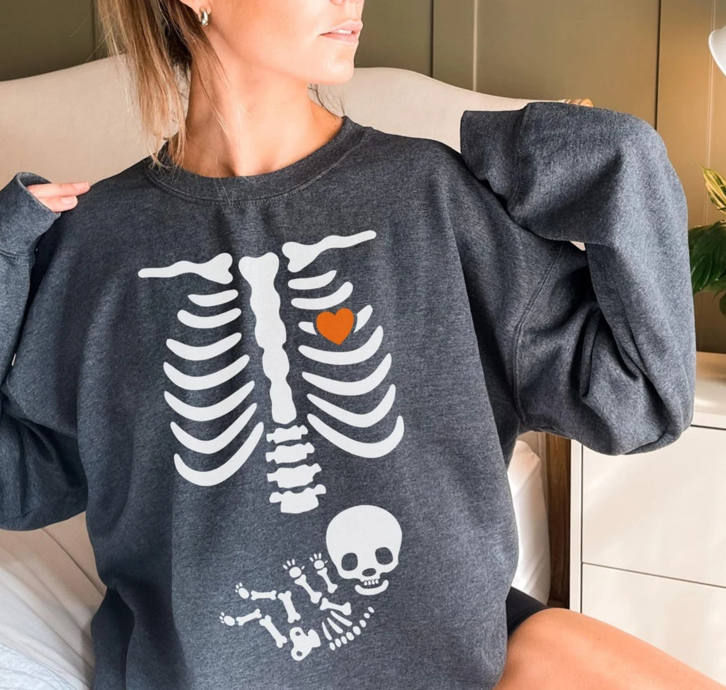 Skelett Halloween Umstandspullover - Geschenk für Mama