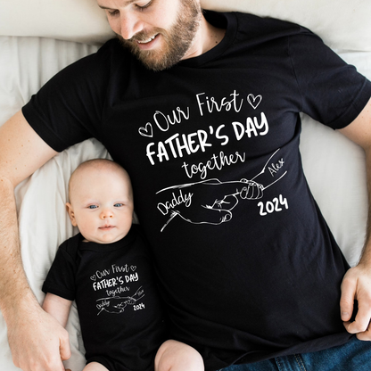 Unser Erster Vatertag Zusammen - Personalisiertes T-Shirt