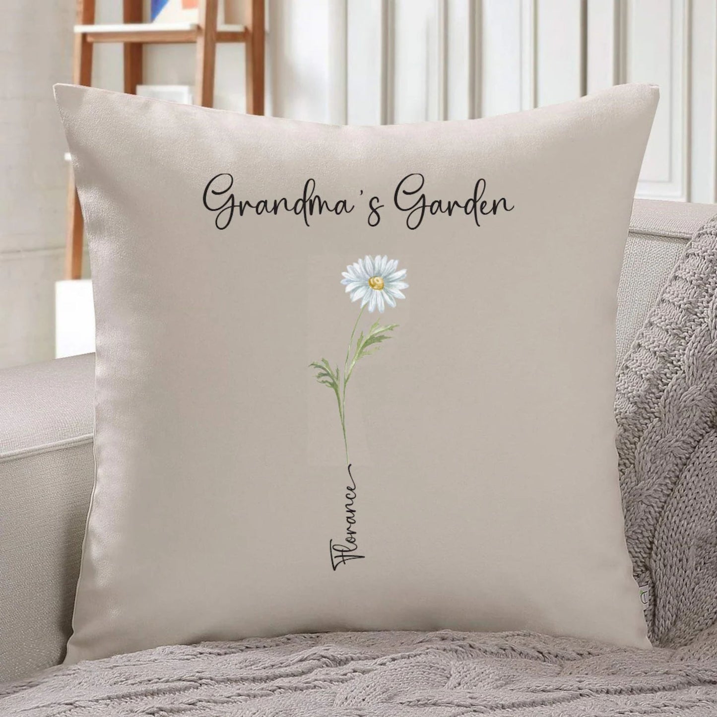 Grandma's garden Pillow with Grandchildren's names, Gift for Grandma
