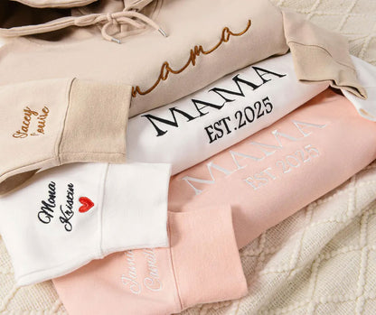Personalisiertes Mama Sweatshirt Bestickt – Familien Pullover mit Kindernamen