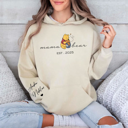 Personalisiertes Mama-Bär Sweatshirt mit Kindernamen auf dem Ärmel, Geschenk zum Muttertag