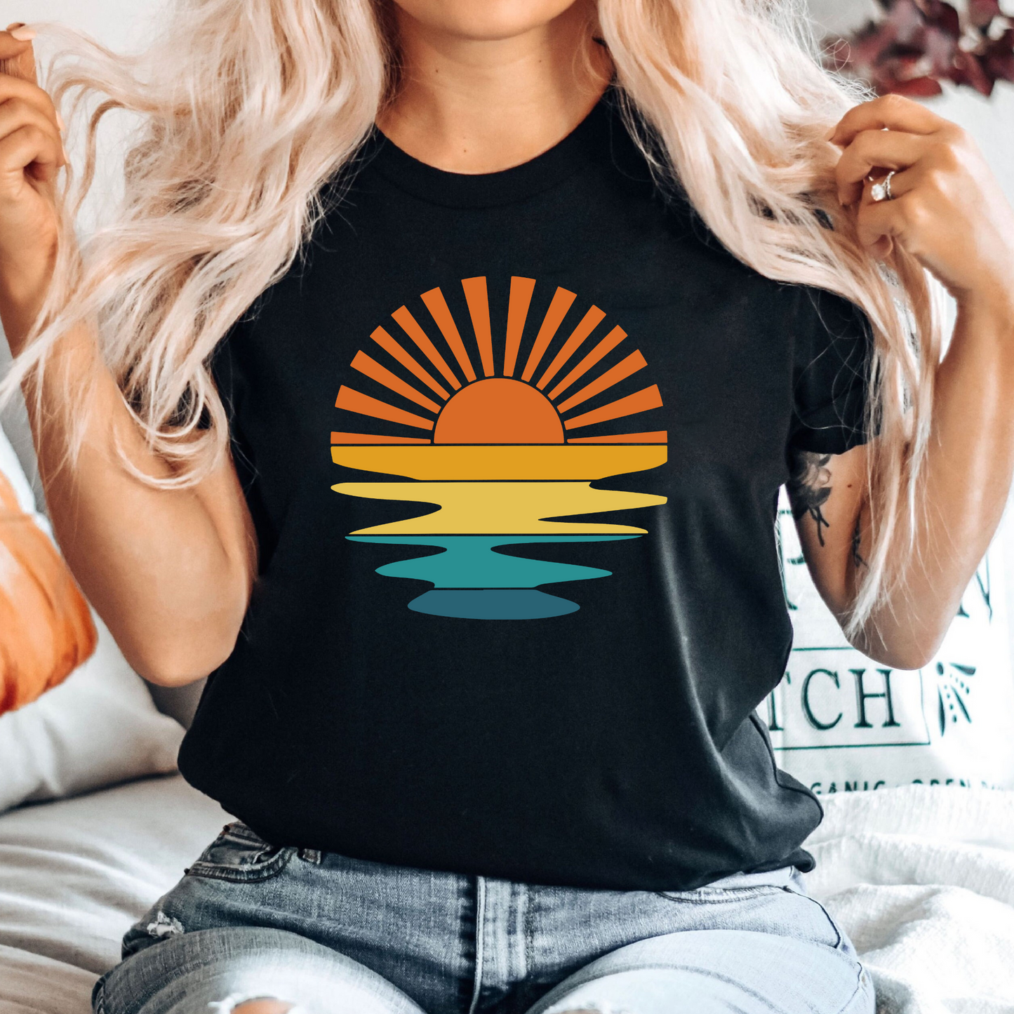 Retro-Sonnenuntergang T-Shirt - Geschenk für Strandliebhaber