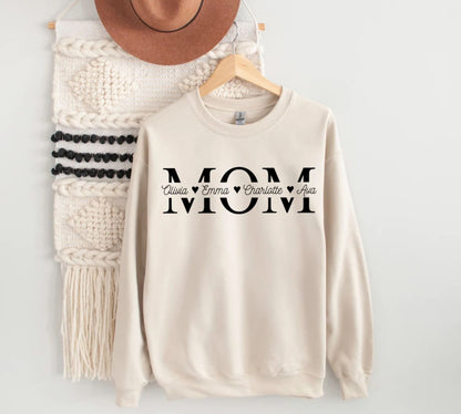 Personalisiertes Mama-Sweatshirt mit Kindernamen, Individueller Mama-Hoodie