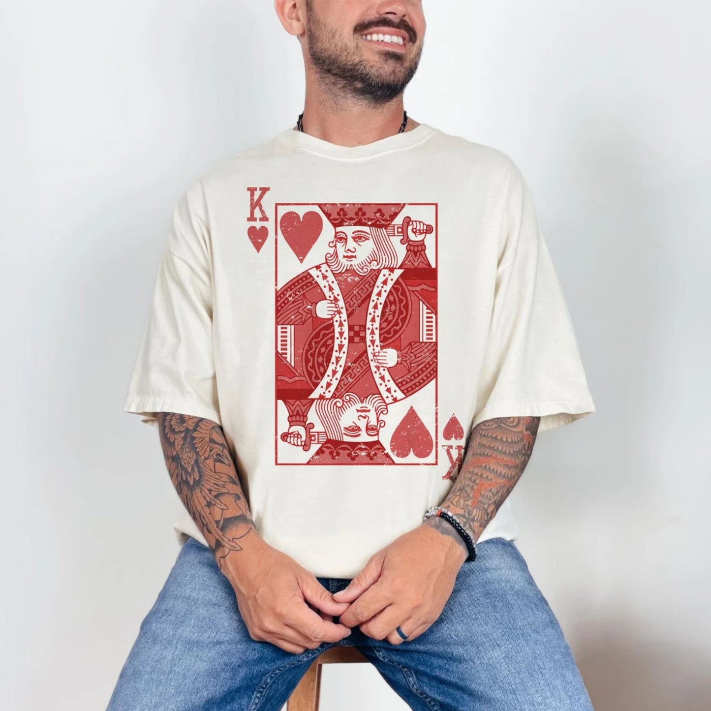 König der Herzen Valentinstags-Shirt Geschenk für Ihn, Valentinstag Paar-Shirt