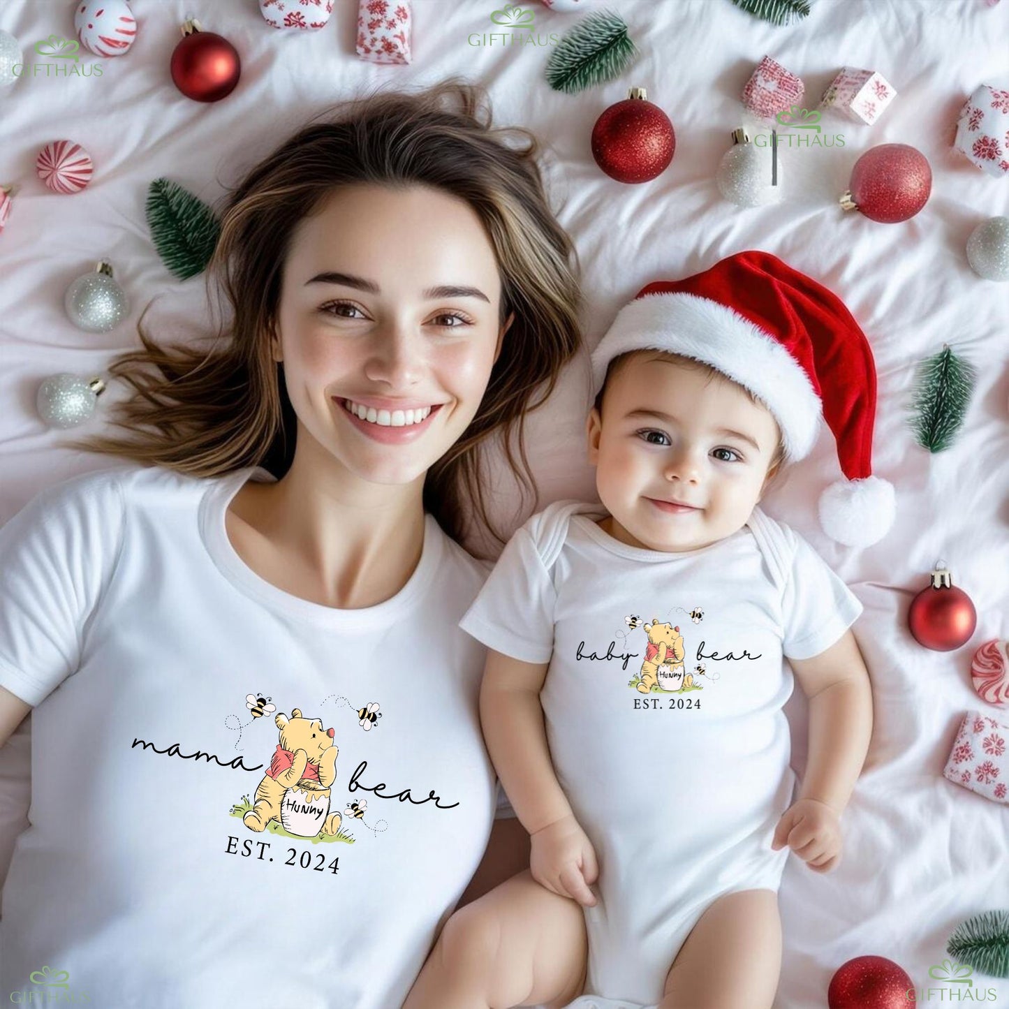 Personalisiertes Est. Mama-Bär, Papa-Bär und Baby-Bär Shirt - Passende Familien-Bären-Shirts