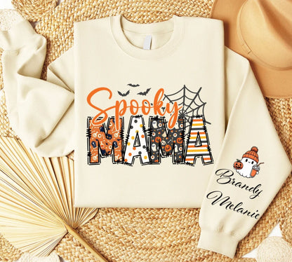 Individuelles Mama Halloween Sweatshirt - Personalisiertes gruseliges Mama Shirt, Geschenk für Mama