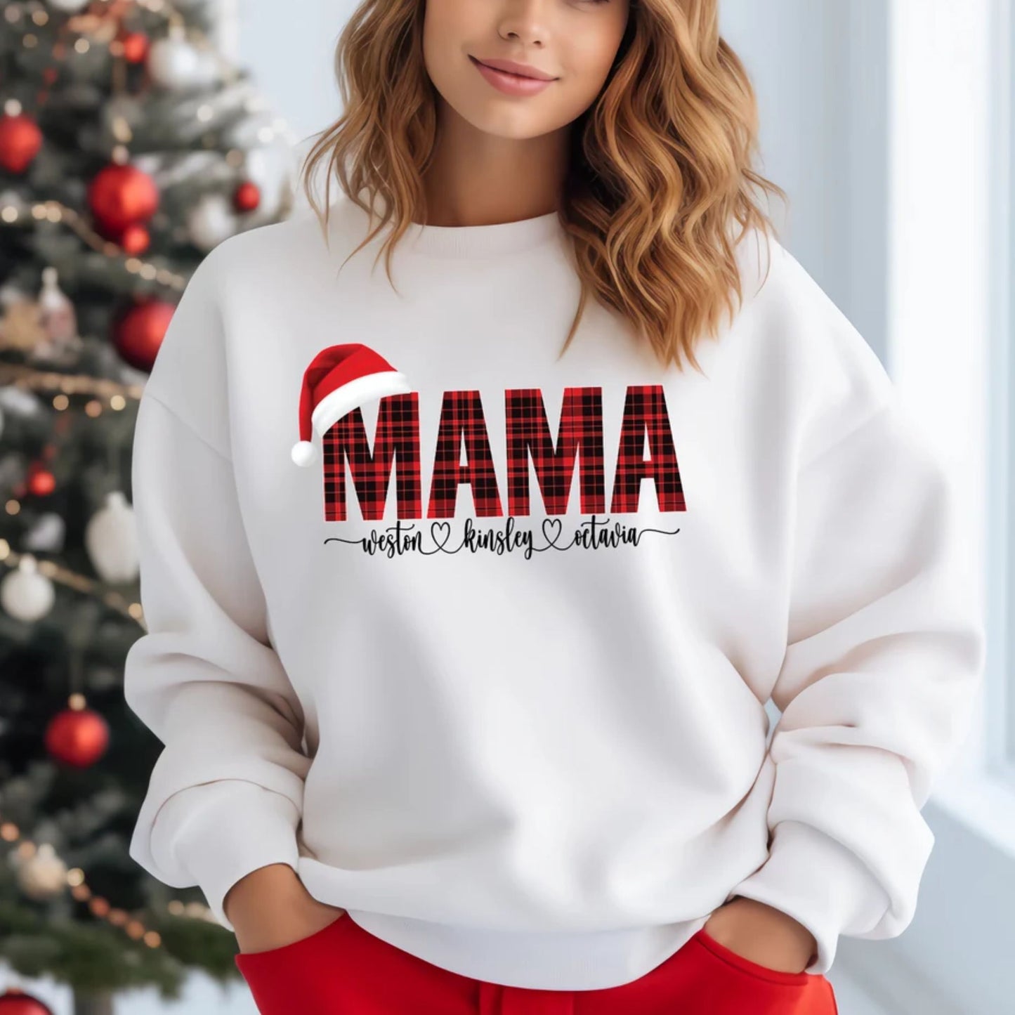 Weihnachts Mama Sweatshirt mit den Namen der Kinder - Geschenk für Mama