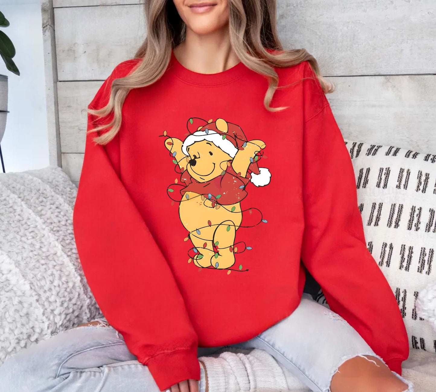 Winnie Puuh Weihnachtlichter Sweatshirt - Weihnachtsgeschenk für Damen