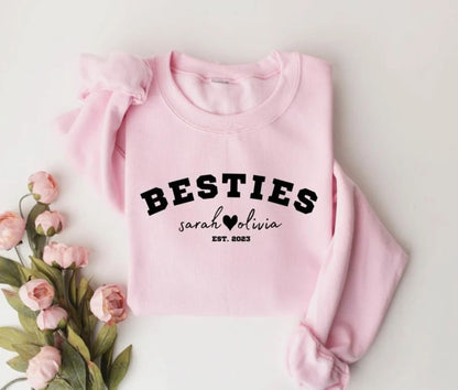 Personalisierter Besties Sweatshirt und Hoodie - Geschenk für die beste Freundin