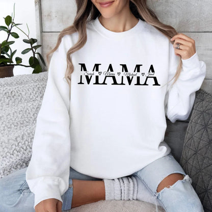 Personalisierter Mama-Sweatshirt mit Namen der Kinder, Individueller Pullover für Mama, Geschenk für Mama