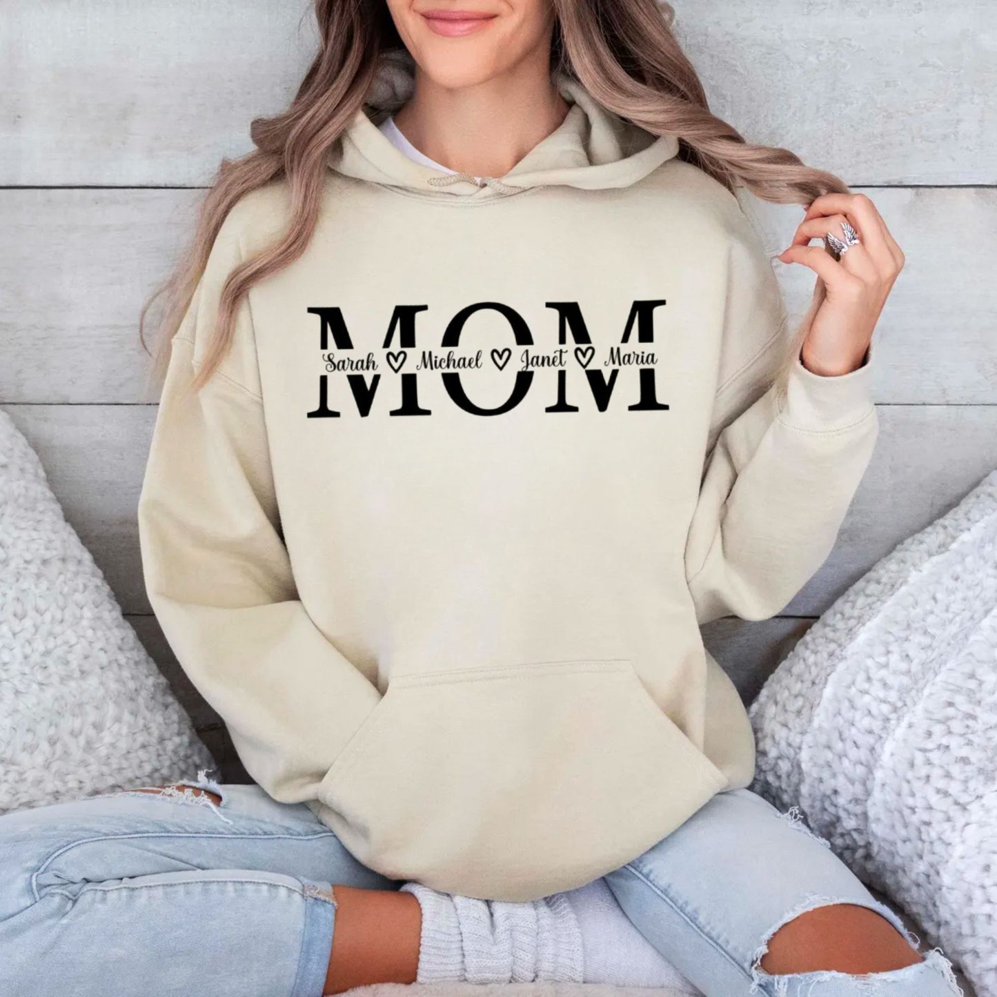 Personalisiertes Mama-Sweatshirt mit Kindernamen, Geschenk zum Muttertag