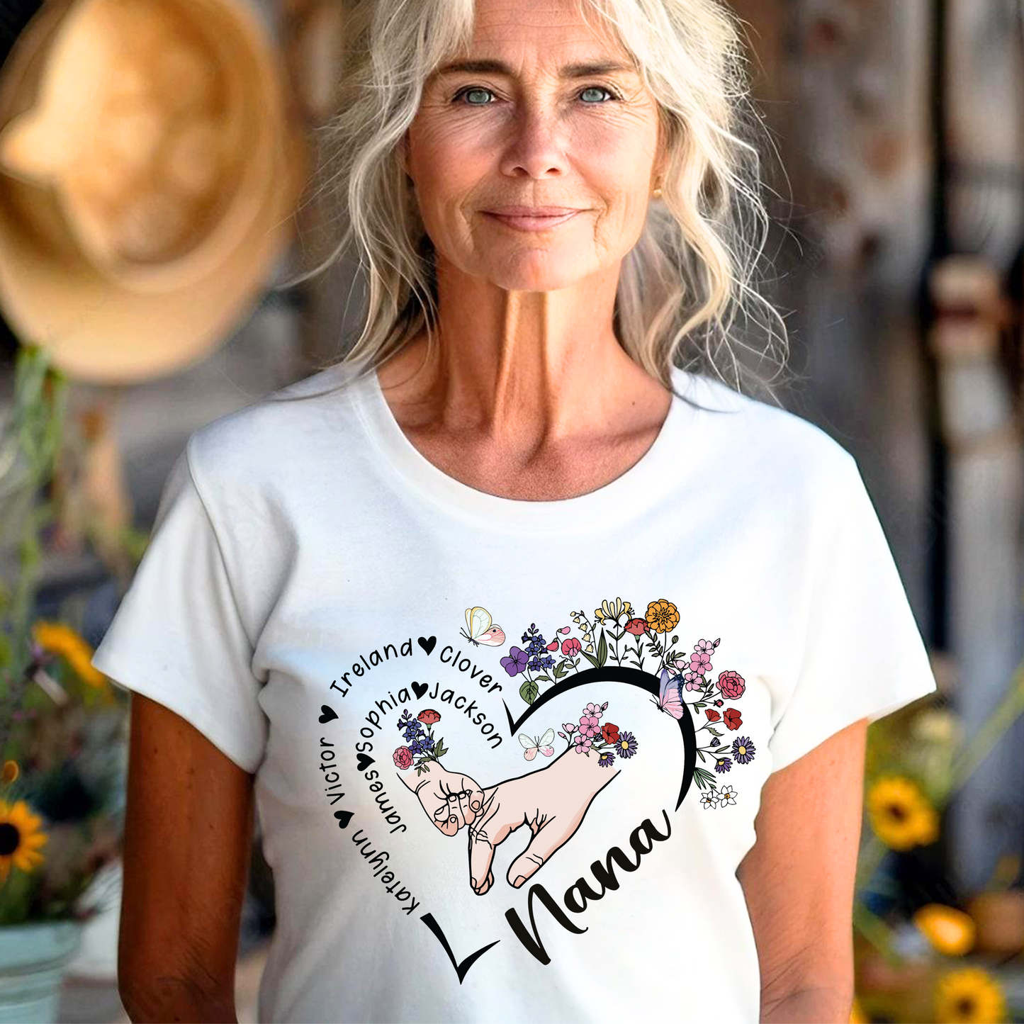 Custom 'Grandma' Series Sweatshirt with Floral Heart - Select Your Title & Add Names