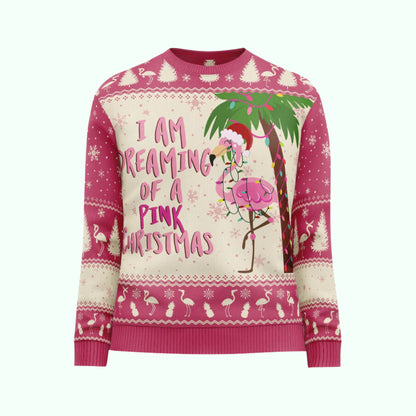 Ich träume von einem rosa Weihnachtsflamingo - Ugly Sweater