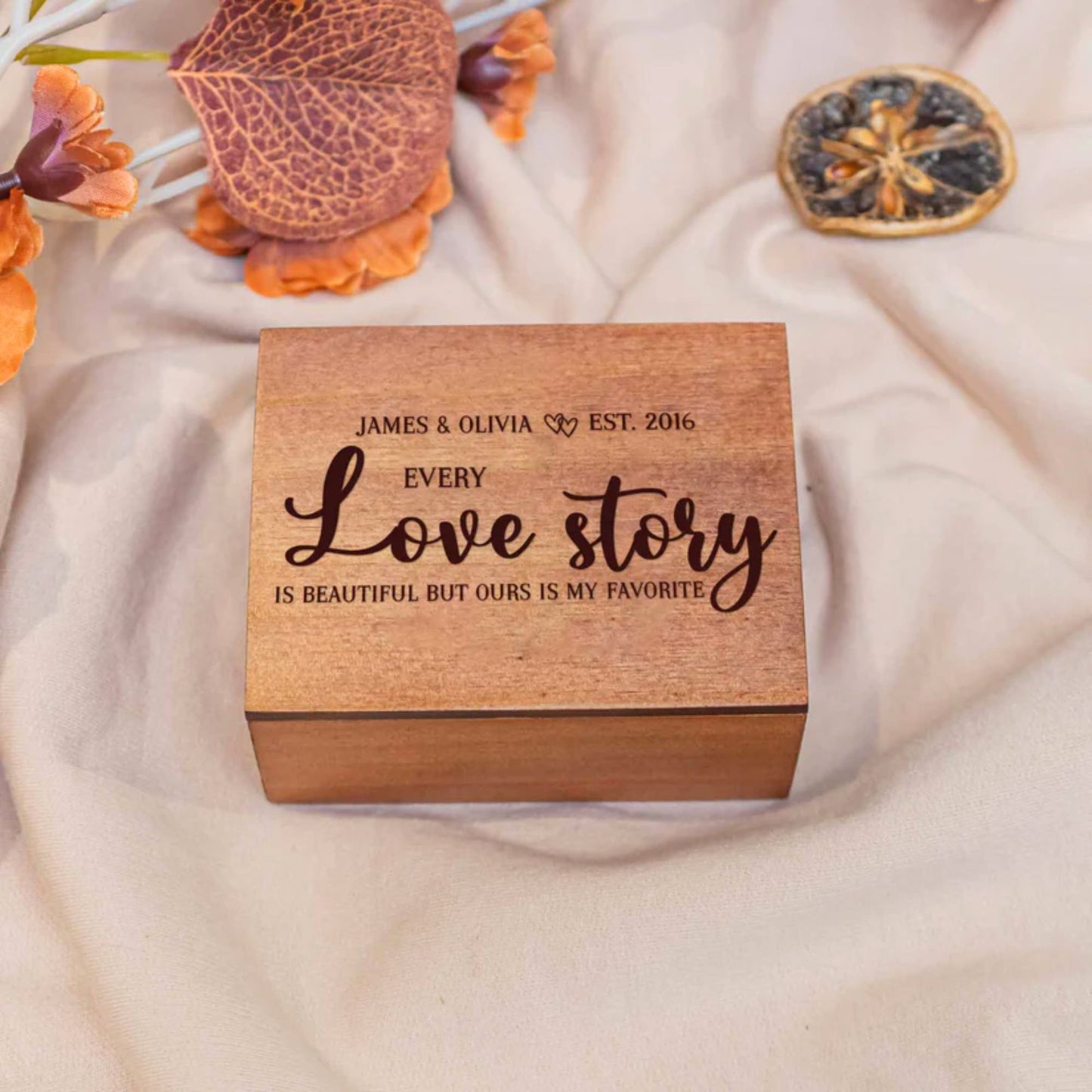 Jede Liebesgeschichte ist wunderschön - Personalisierte Holz Fotobox