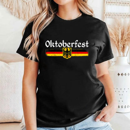 Oktoberfest Drinking Men Women Vintage German Flag T-Shirt