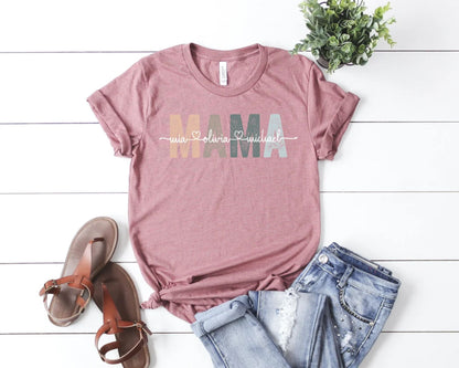 Personalisierte Mama Shirt - Geschenk für Mama, Individuelles Mama Shirt mit den Namen der Kinder