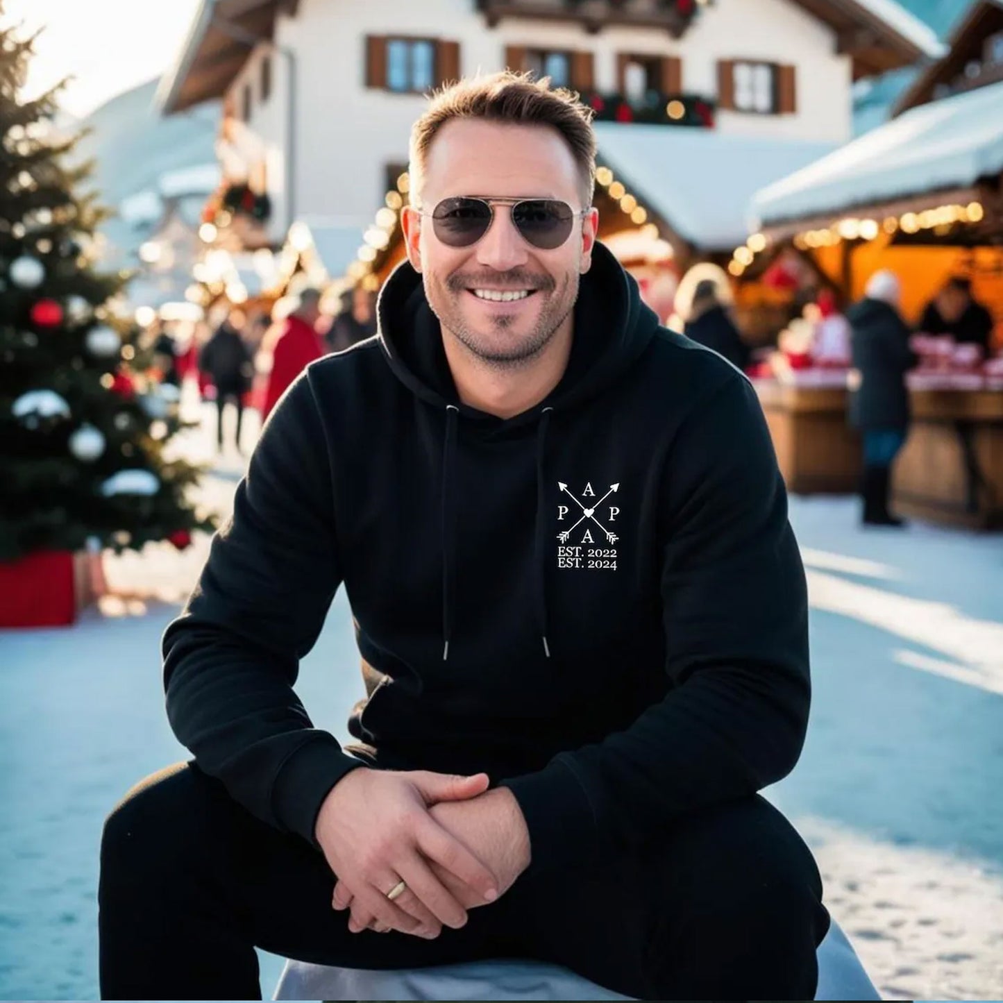 Personalisierter Papa Hoodie mit Kindernamen – Geschenk für Vater