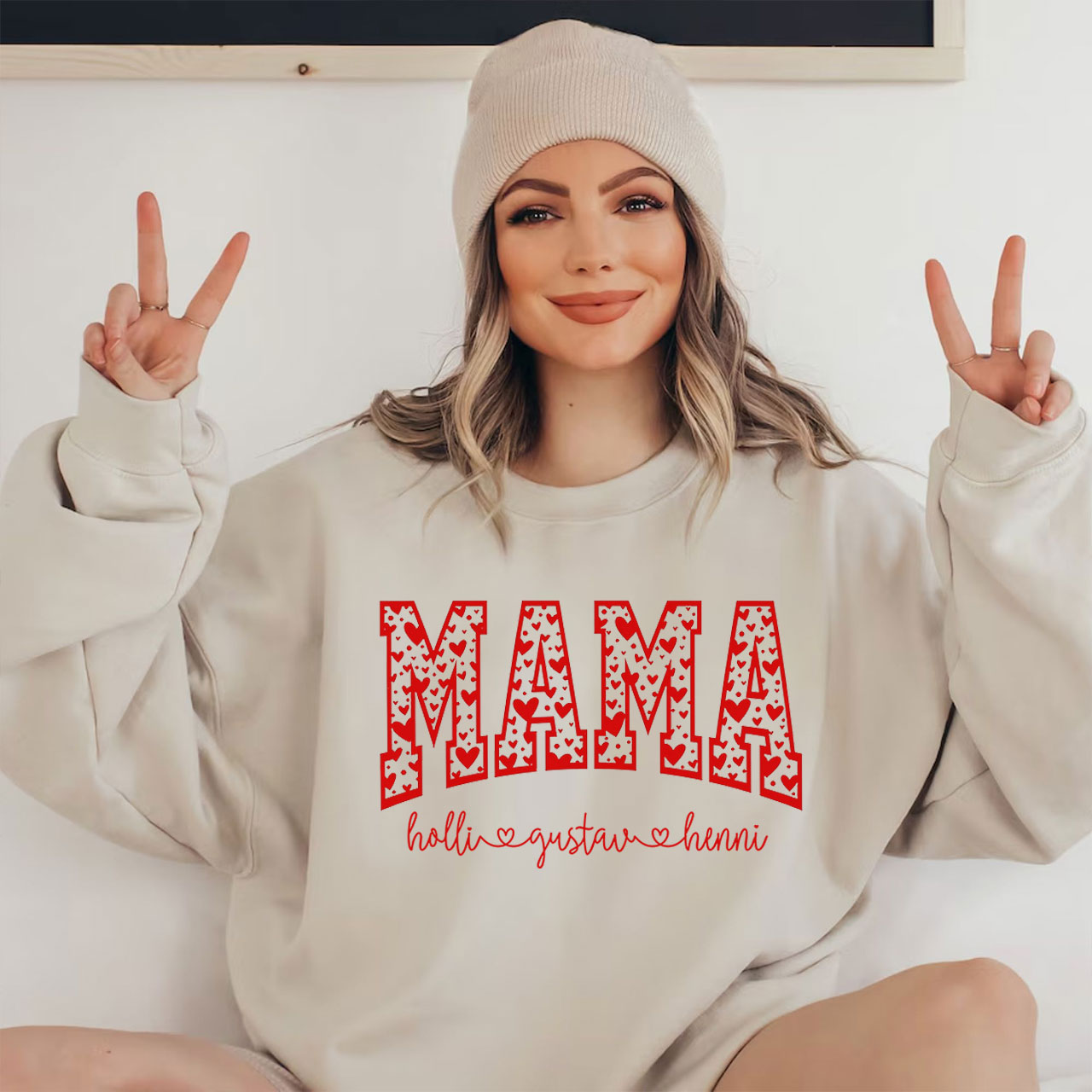 Valentinstag Mama Pullover mit Kindernamen – Liebevolles Geschenk für Mama