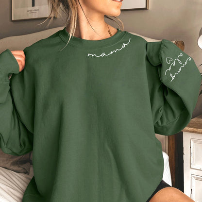 Custom Mama Sweatshirt with Daughter and Son Names, Gift For Mom