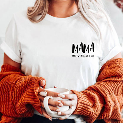 Mama T-Shirt mit Kindernamen - Personalisiertes Geschenk zum Muttertag