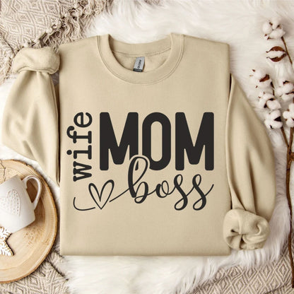 Mom Wife Boss Sweatshirt and Shirts, Mother's Day Gift