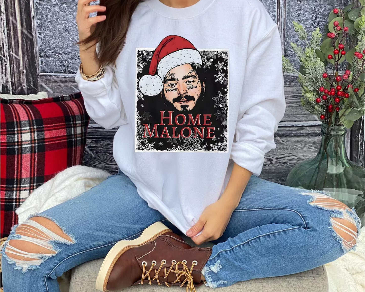 Home Malone Sweatshirt - Lustiger Weihnachtspullover