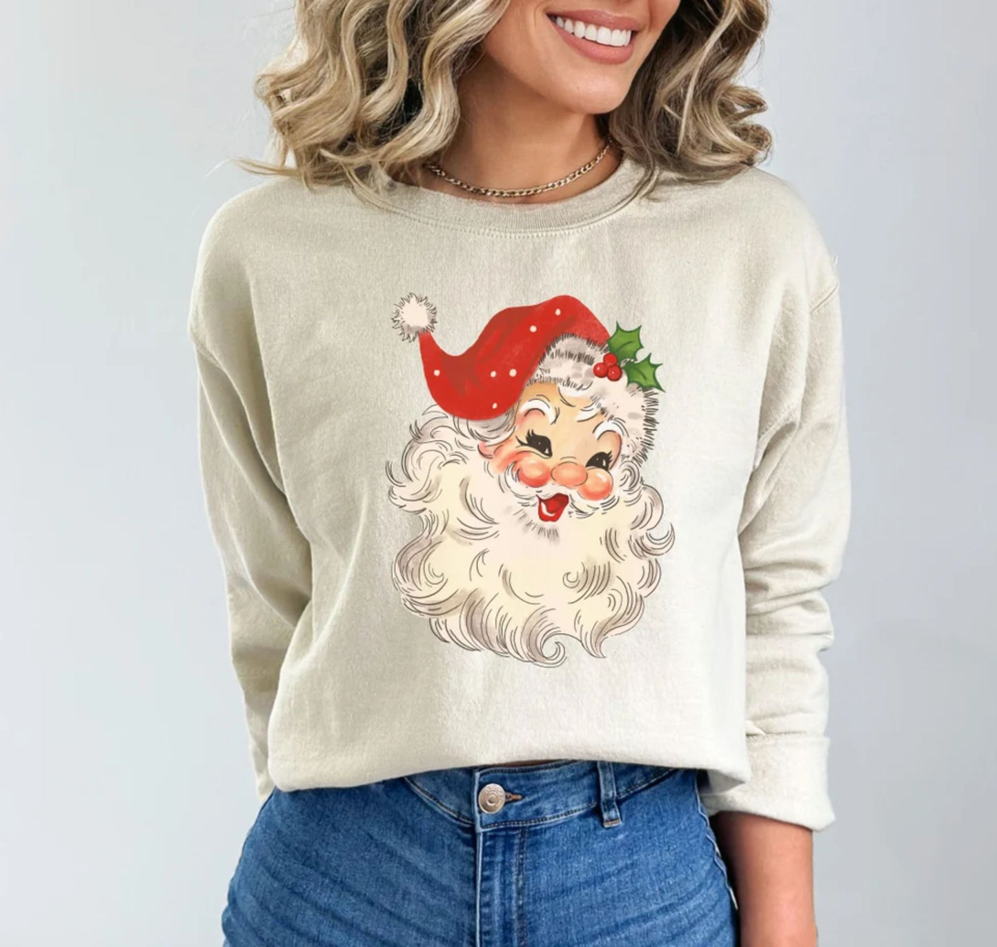 Retro Santa Sweatshirt - Weihnachtssweatshirt für Damen