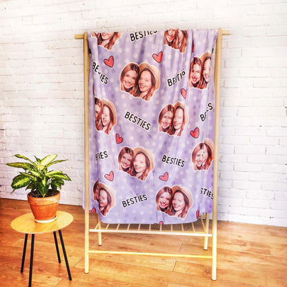 Personalisierte Besties Decke mit Foto, Individuelles Geschenk für Beste Freunde