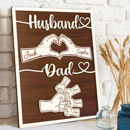 Personalisierte Holztafel für Papa, individuelles Holzschild mit dem Namen des Kindes - Geschenk für ihn