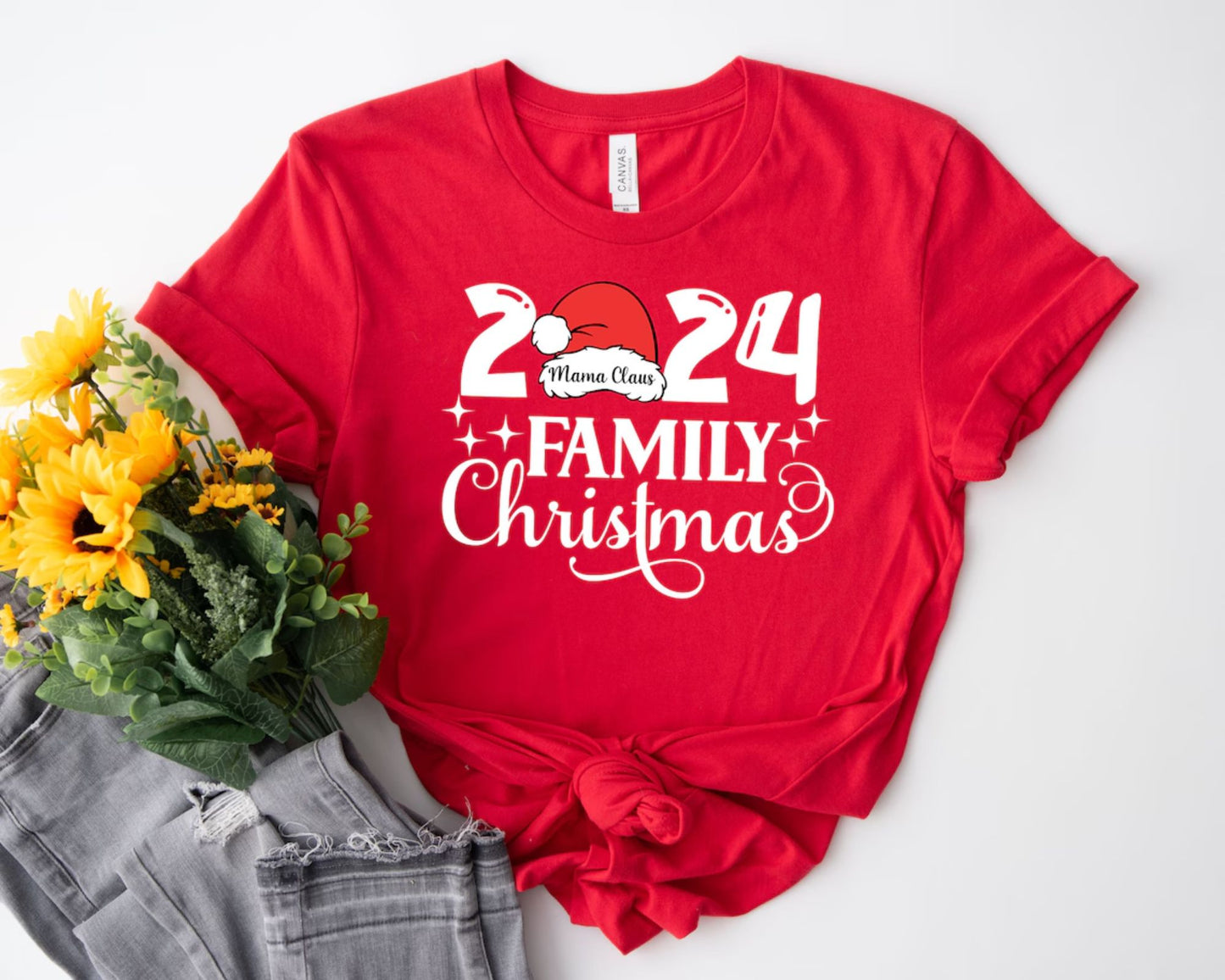 Personalisiertes Familienweihnachtsshirt mit Name 2024 - Weihnachtsgeschenke für die Familie