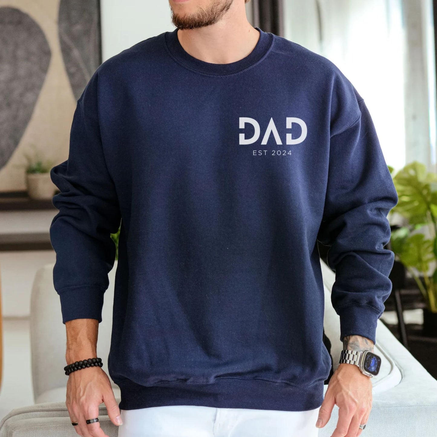 Personalisiertes Papa-Sweatshirt, Papa Est. 2024 Hoodie - Geschenk für Papa