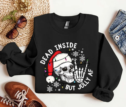 Dead Inside But Jolly AF Sweatshirt, Funny Christmas Sweatshirt