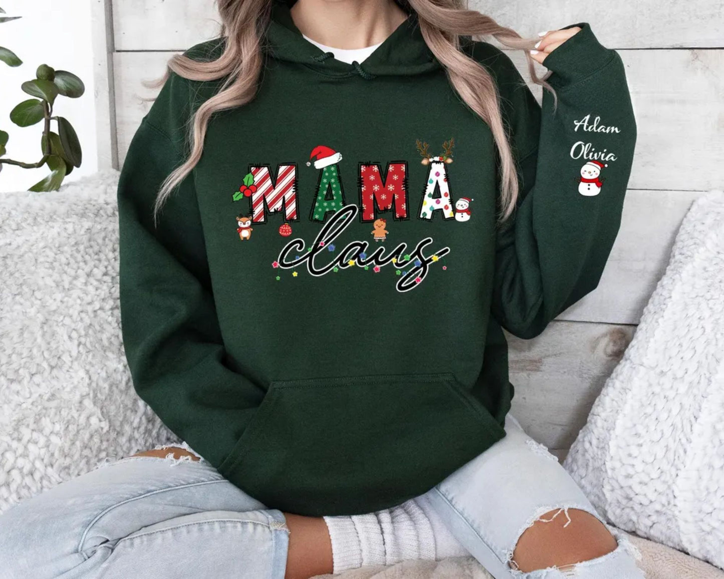 Personalisierter Mama Claus Pullover und Hoodie, Weihnachtsgeschenk für Mama