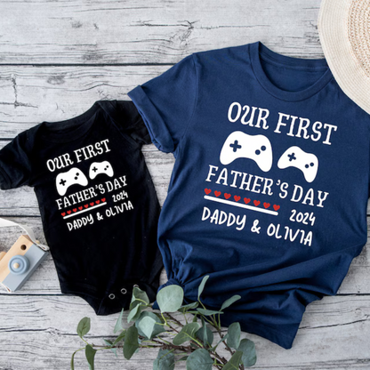 Gamer T-Shirts für Daddy und Mich - Personalisiertes Erstes Vatertagsgeschenk