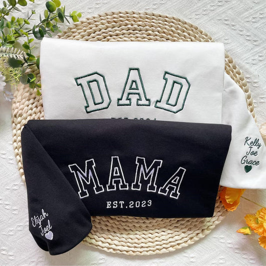 Individuell besticktes Papa, Mama Sweatshirt mit Namen, Geschenk für Papa, Mama