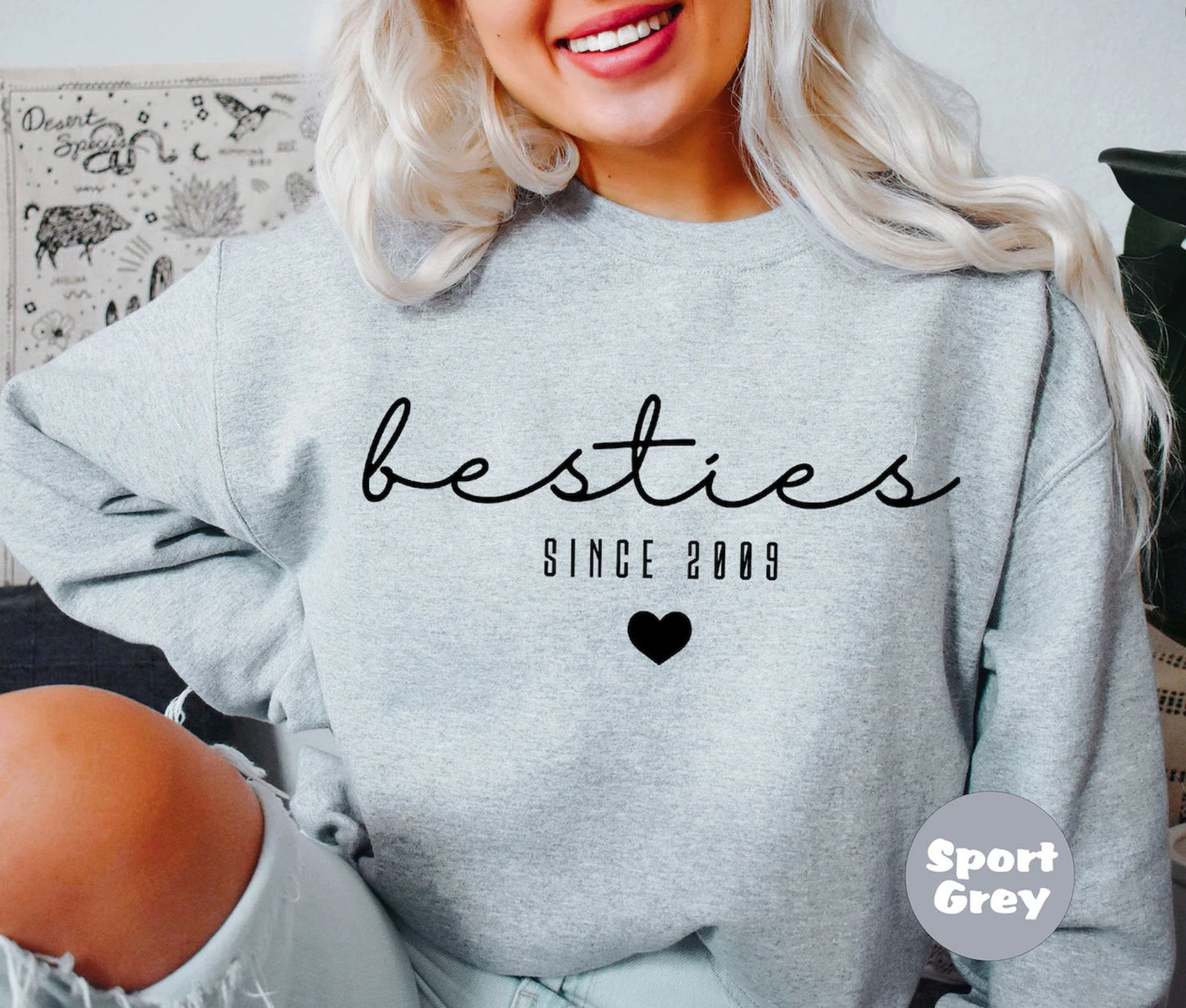 Personalisiertes Besties-Sweatshirt, Passende Outfits für beste Freundinnen