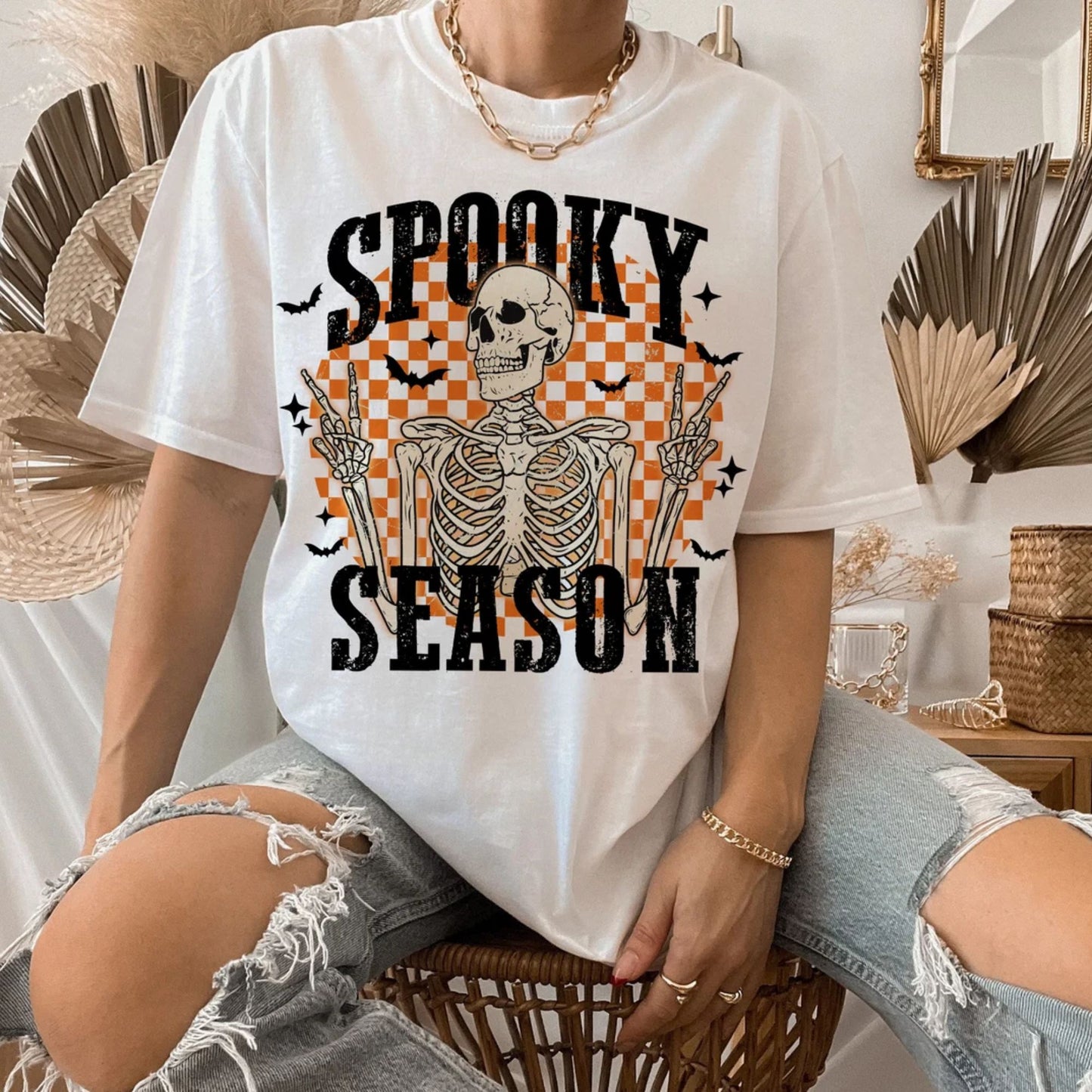 Spooky Season Sweatshirt - Halloween Skull T-Shirt